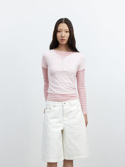 AFTADAWN Striped Layered Two Piece Splice Women&