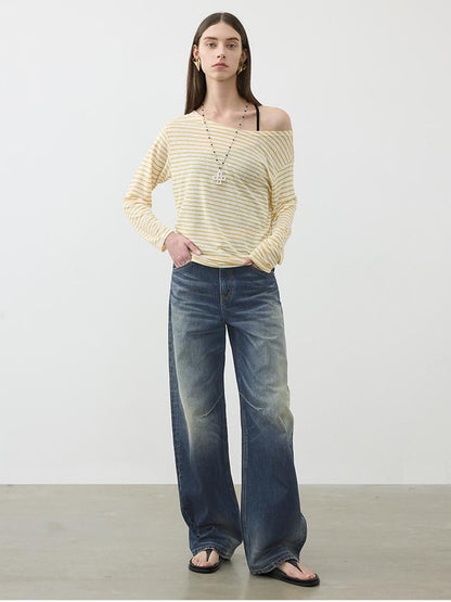 AFTADAWN Striped Multifunction Cotton Blend Oversized Top