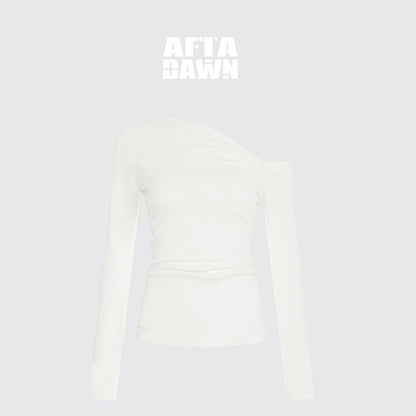 AFTADAWN_Striped_Ruched_Off_Shoulder_Asymmetric_Women&