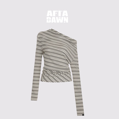 AFTADAWN_Striped_Stacked_Neck_Asymmetric_Two_Way_Long_Sleeve_T-shirt_MISSTT