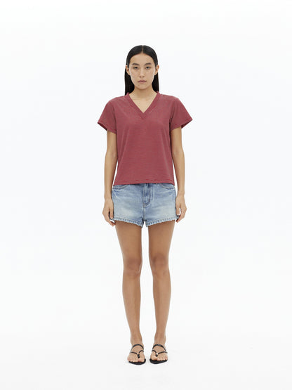 AFTADAWN Striped V-neck Drapey Wrinkle Resistant Women&