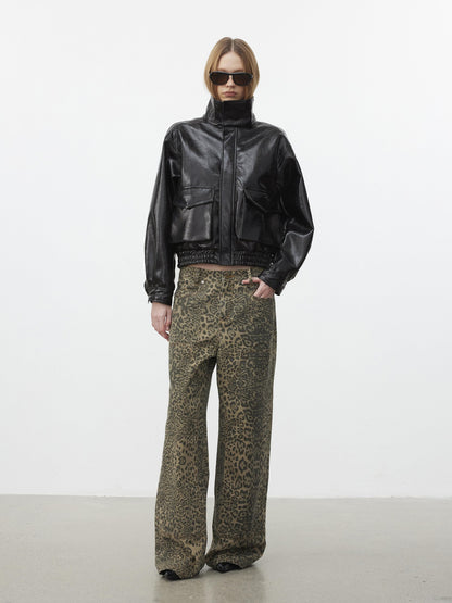 AFTADAWN Structured Crackle Texture Lapel Padded Women&