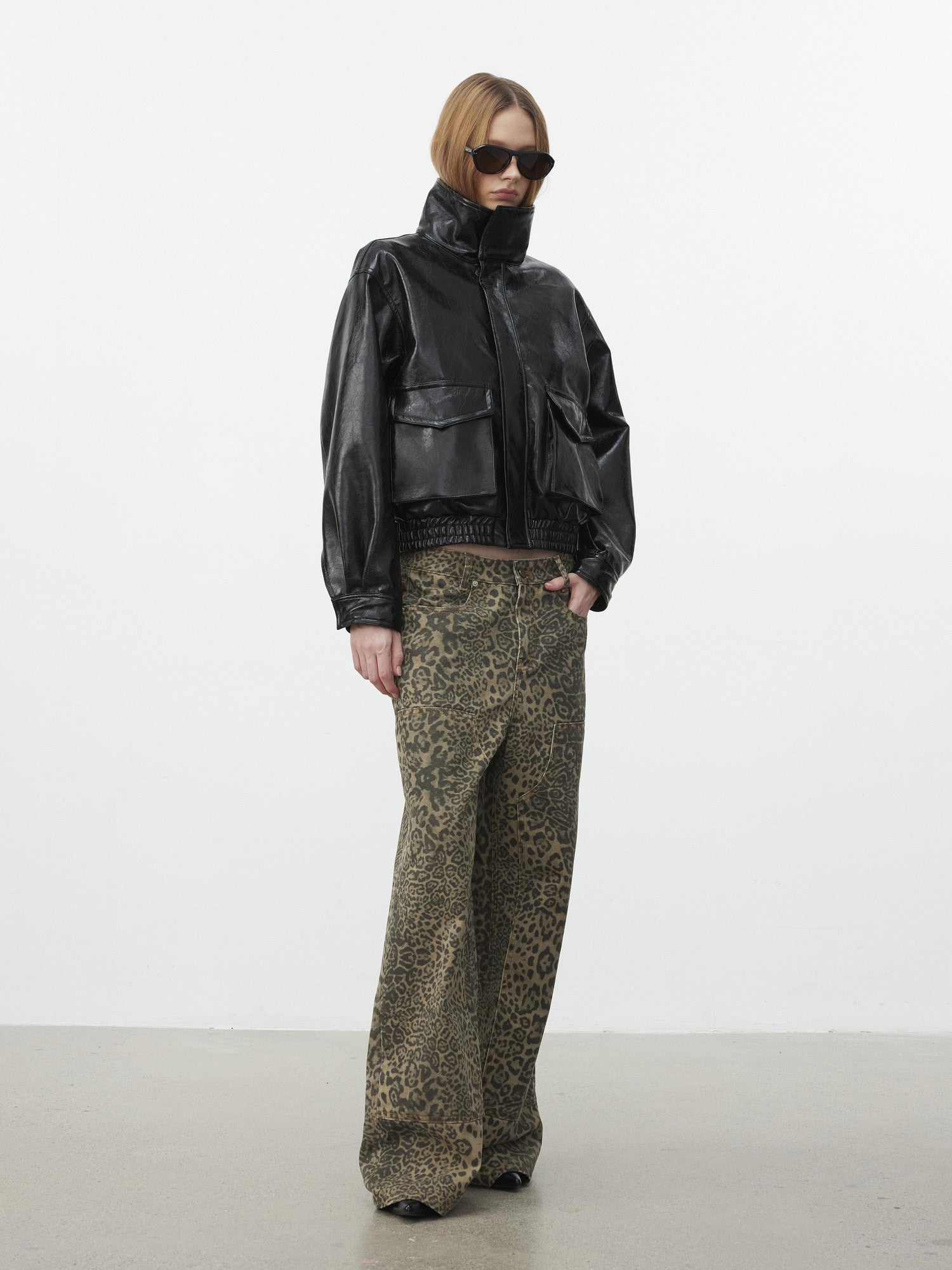 AFTADAWN Structured Crackle Texture Lapel Padded Women&
