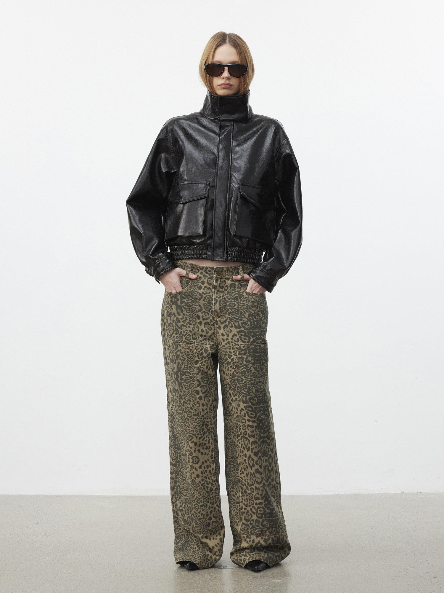 AFTADAWN Structured Crackle Texture Lapel Padded Women&