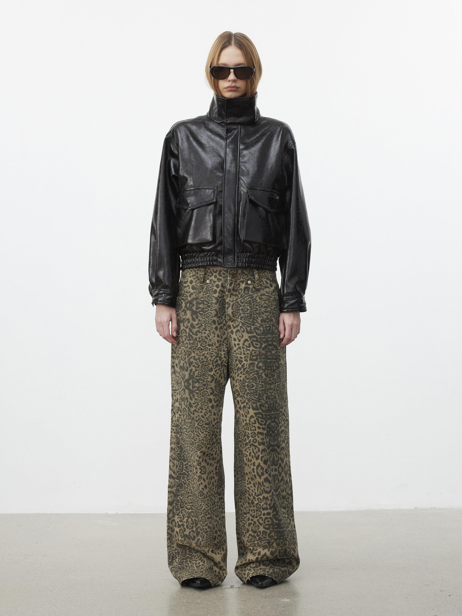 AFTADAWN Structured Crackle Texture Lapel Padded Women&