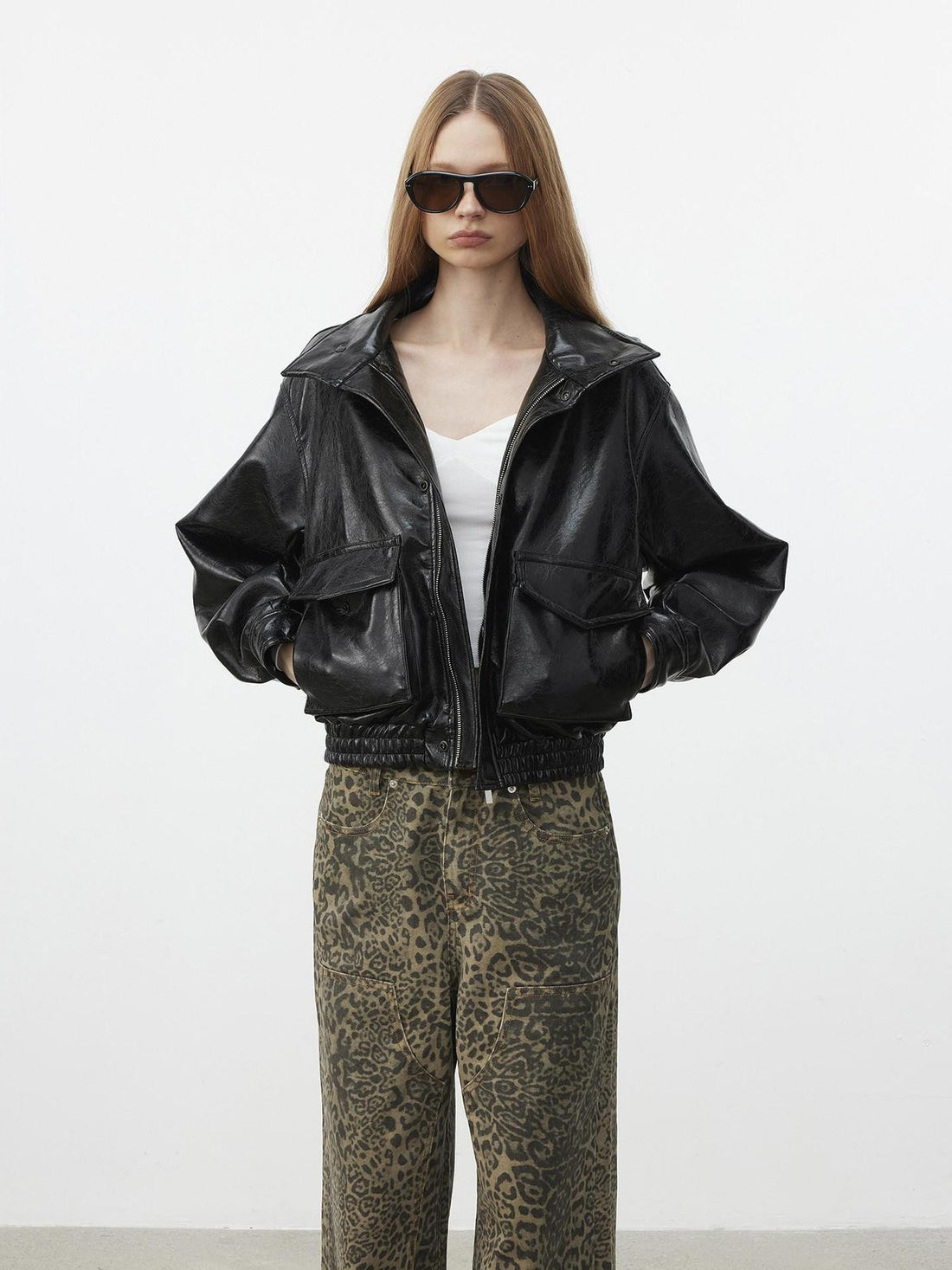 AFTADAWN Structured Crackle Texture Lapel Padded Women&