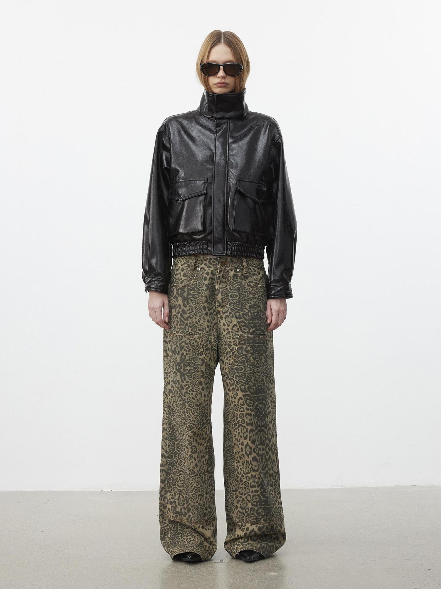 AFTADAWN Structured Crackle Texture Lapel Padded Women&