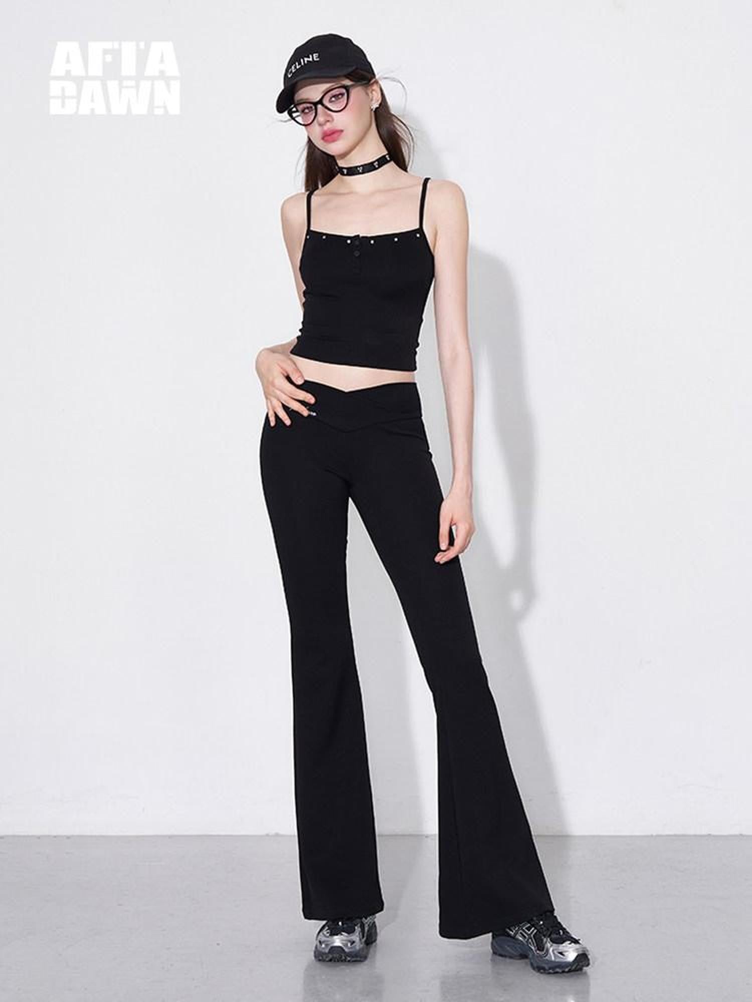 AFTADAWN Studded Cami Micro Flare High Stretch Pants Women&