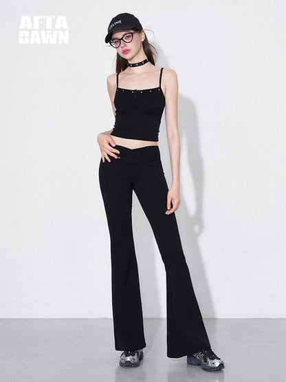 AFTADAWN Studded Cami Micro Flare High Stretch Pants Women&