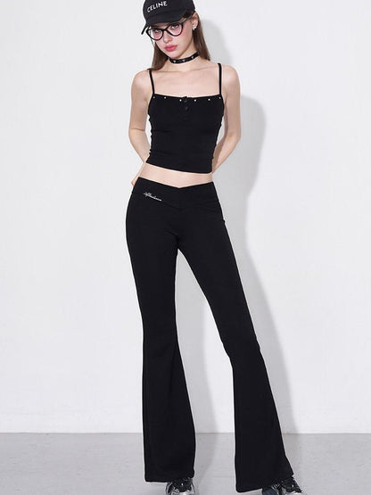 AFTADAWN Studded Cami Micro Flare High Stretch Pants Women&