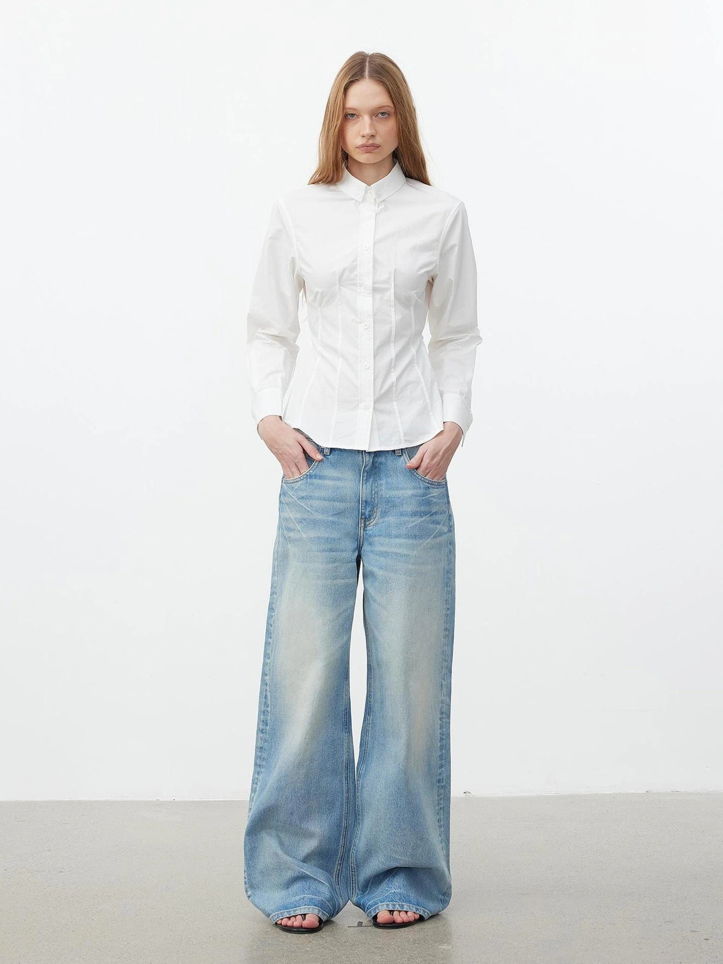 AFTADAWN Tailored A Line Horse Cotton Shirt Shirts