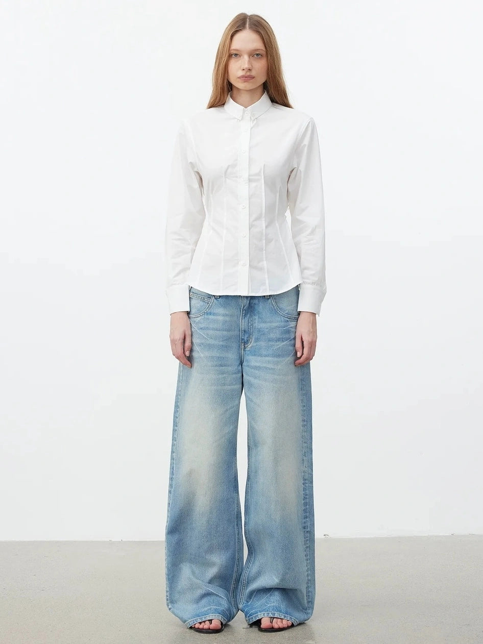 AFTADAWN Tailored A Line Horse Cotton Shirt Shirts