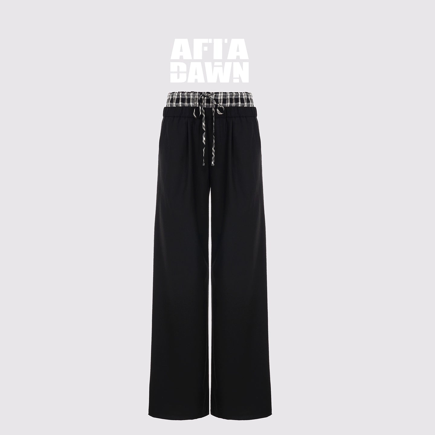 AFTADAWN_Tencel_Lightweight_Checkered_Paneled_Drawstring_Trousers_MISSTT