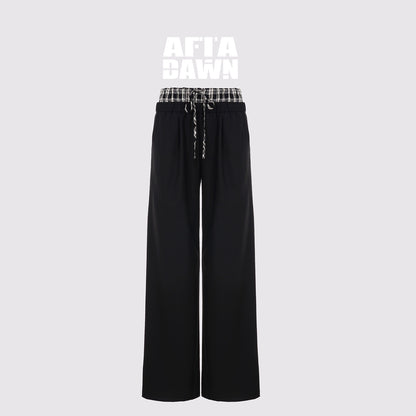AFTADAWN_Tencel_Lightweight_Checkered_Paneled_Drawstring_Trousers_MISSTT