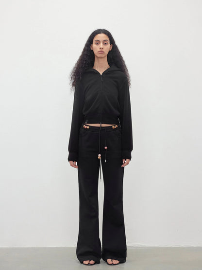 Tencel Wool Blend Airy Hooded Zip Up Sweatshirt Jacket