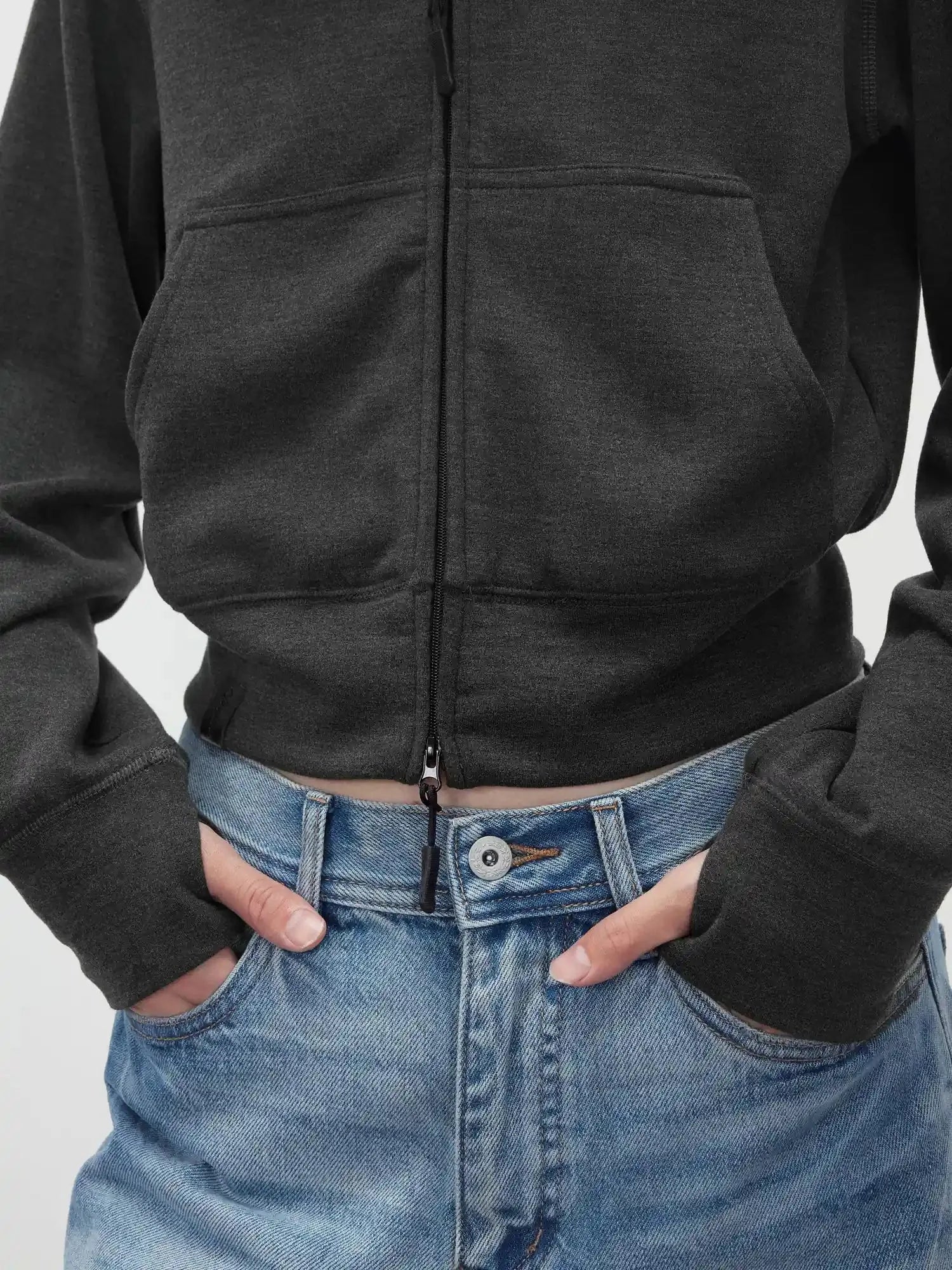 Tencel Wool Blend Airy Hooded Zip Up Sweatshirt Jacket