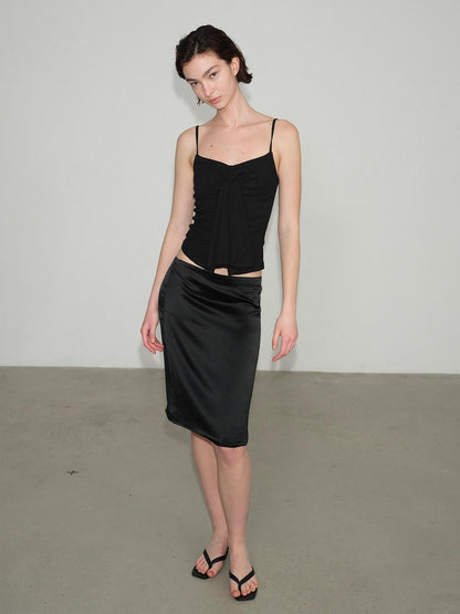 AFTADAWN Textured 3d Rose Pleated V-neck Slim Short Women&