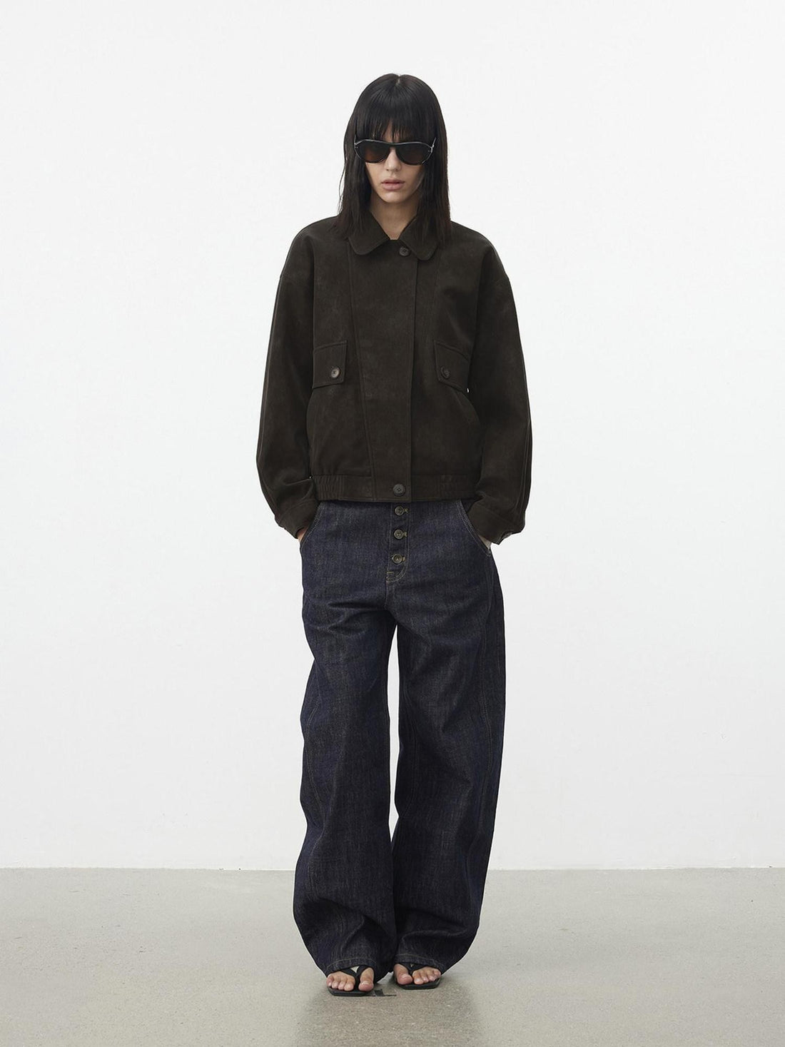 AFTADAWN Textured Distressed Asymmetric Zip Boxy Short Women&