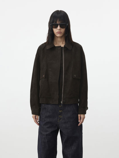AFTADAWN Textured Distressed Asymmetric Zip Boxy Short Women&