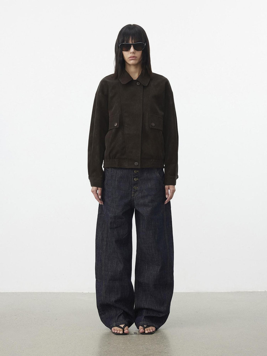 AFTADAWN Textured Distressed Asymmetric Zip Boxy Short Women&
