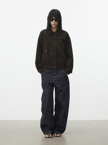 AFTADAWN Textured Distressed Asymmetric Zip Boxy Short Women&