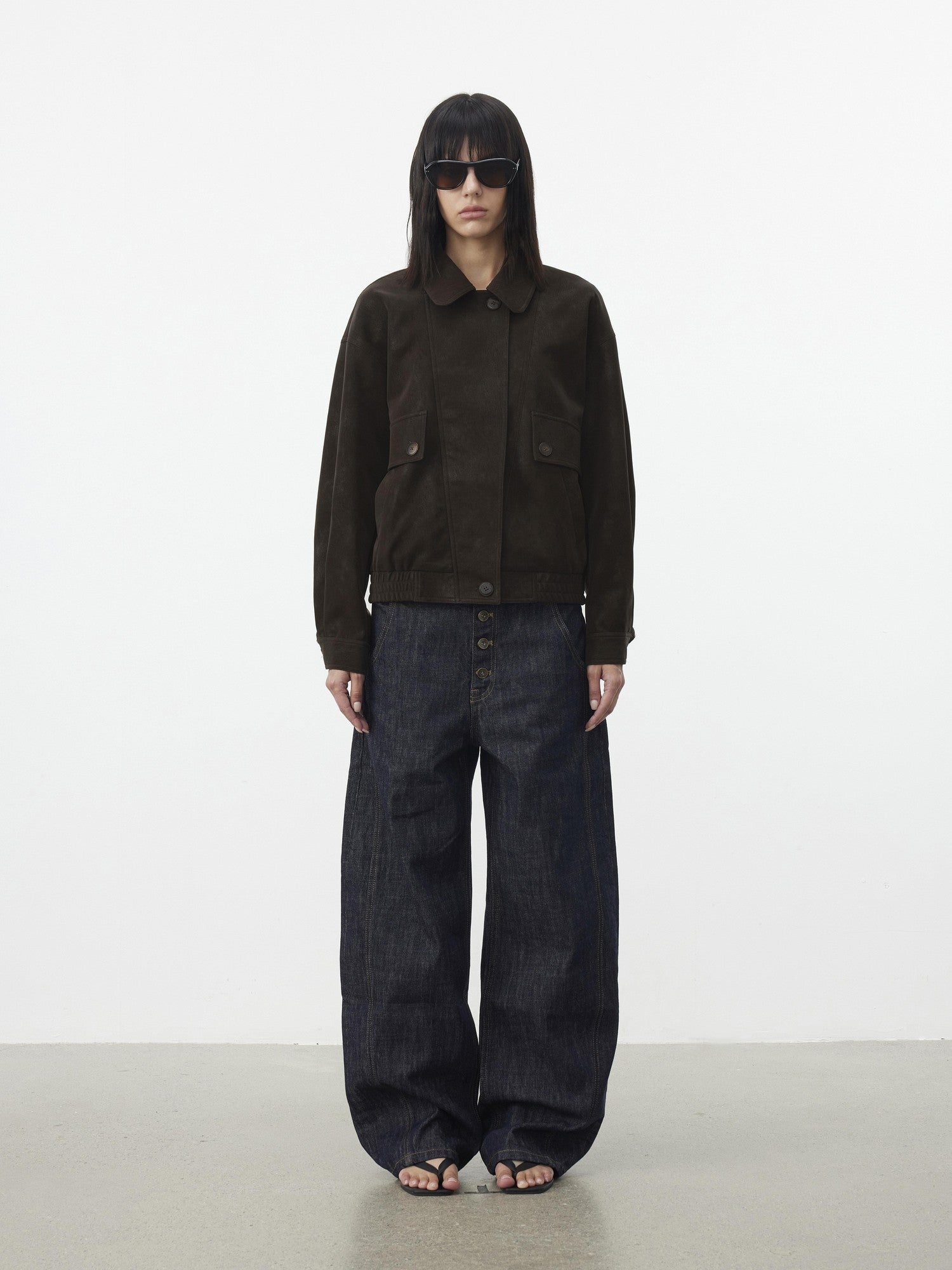 AFTADAWN Textured Distressed Asymmetric Zip Boxy Short Women&