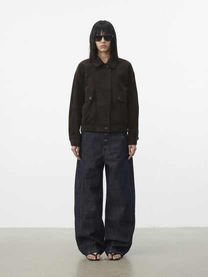 AFTADAWN Textured Distressed Asymmetric Zip Boxy Short Women&