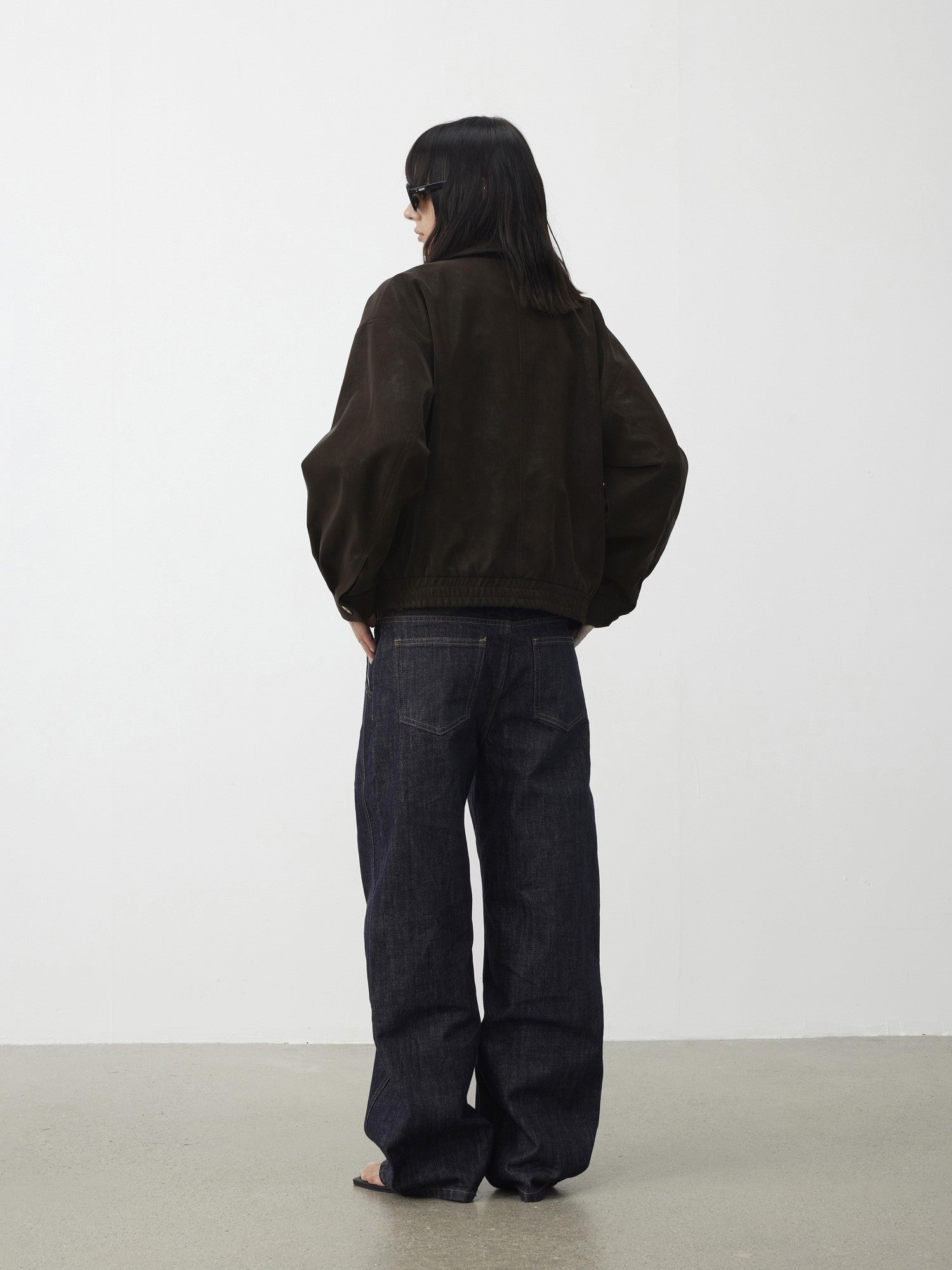AFTADAWN Textured Distressed Asymmetric Zip Boxy Short Women&