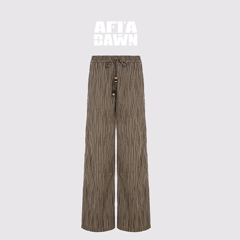AFTADAWN_Textured_Grid_Cotton_Tapered_Pants_With_Beaded_Drawstring_MISSTT