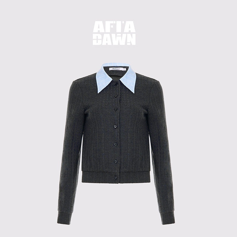 AFTADAWN_Textured_Removable_Polo_Collar_Single_Row_Buttons_Women&