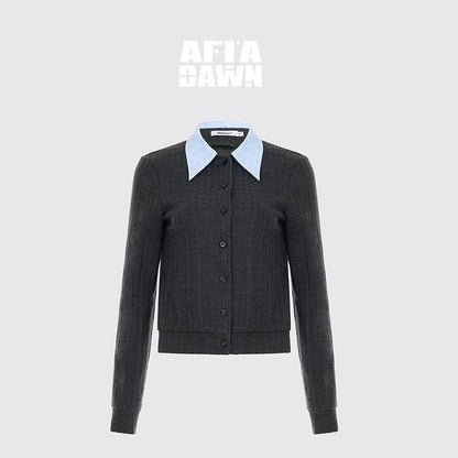 AFTADAWN_Textured_Removable_Polo_Collar_Single_Row_Buttons_Women&
