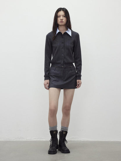 AFTADAWN Textured Removable Polo Collar Single Row Buttons Women&