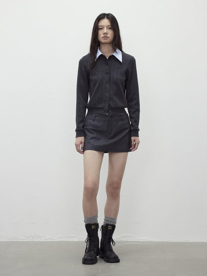 AFTADAWN Textured Removable Polo Collar Single Row Buttons Women&