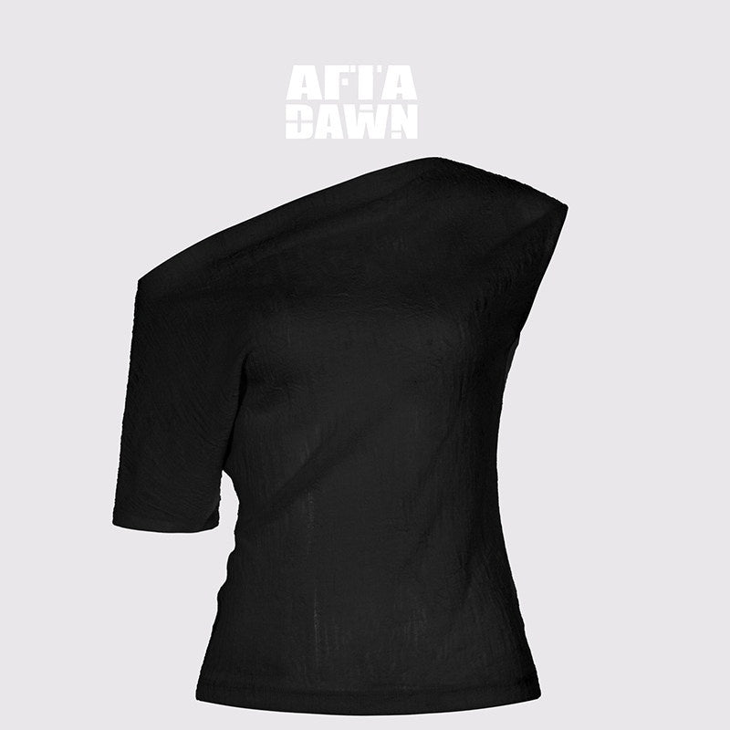AFTADAWN_Textured_Sheer_Asymmetrical_One_Shoulder_Women&