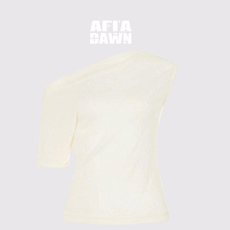 AFTADAWN_Textured_Sheer_Asymmetrical_One_Shoulder_Women&