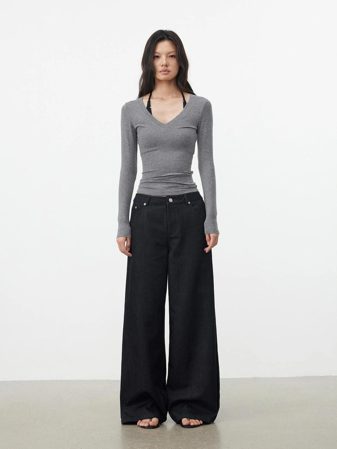 AFTADAWN Textured Side Pleat Embroidered Trousers Pants