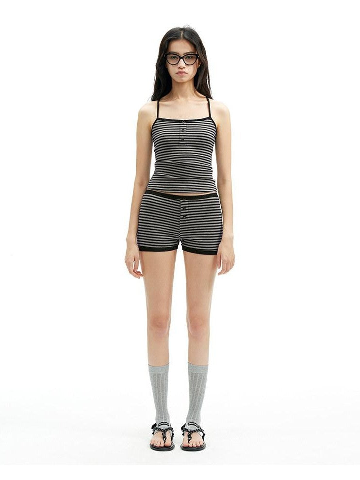 AFTADAWN Textured Striped Backless Racerback Women&