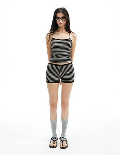 AFTADAWN Textured Striped Backless Racerback Women&