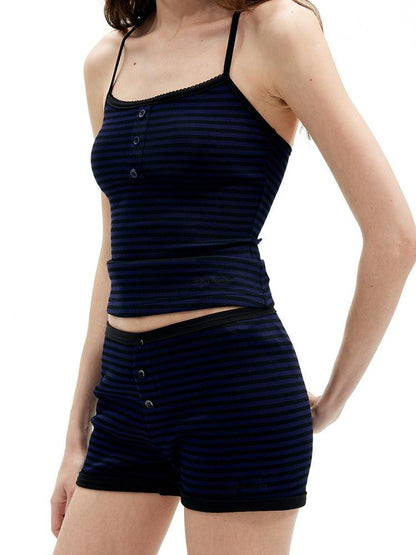 AFTADAWN Textured Striped Backless Racerback Women&