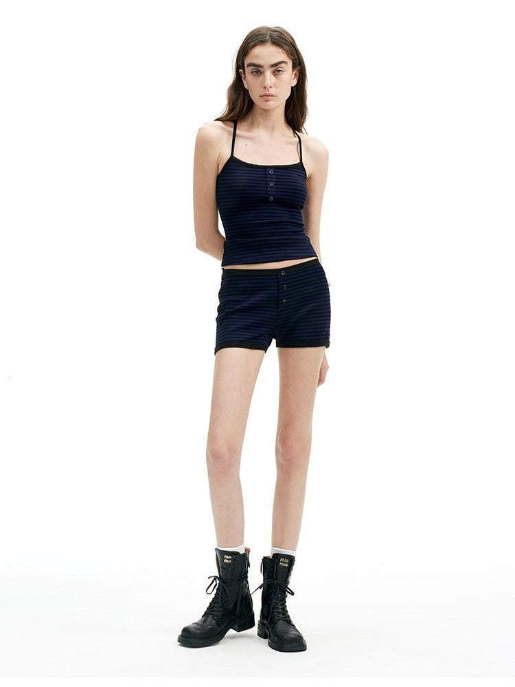 AFTADAWN Textured Striped Backless Racerback Women&