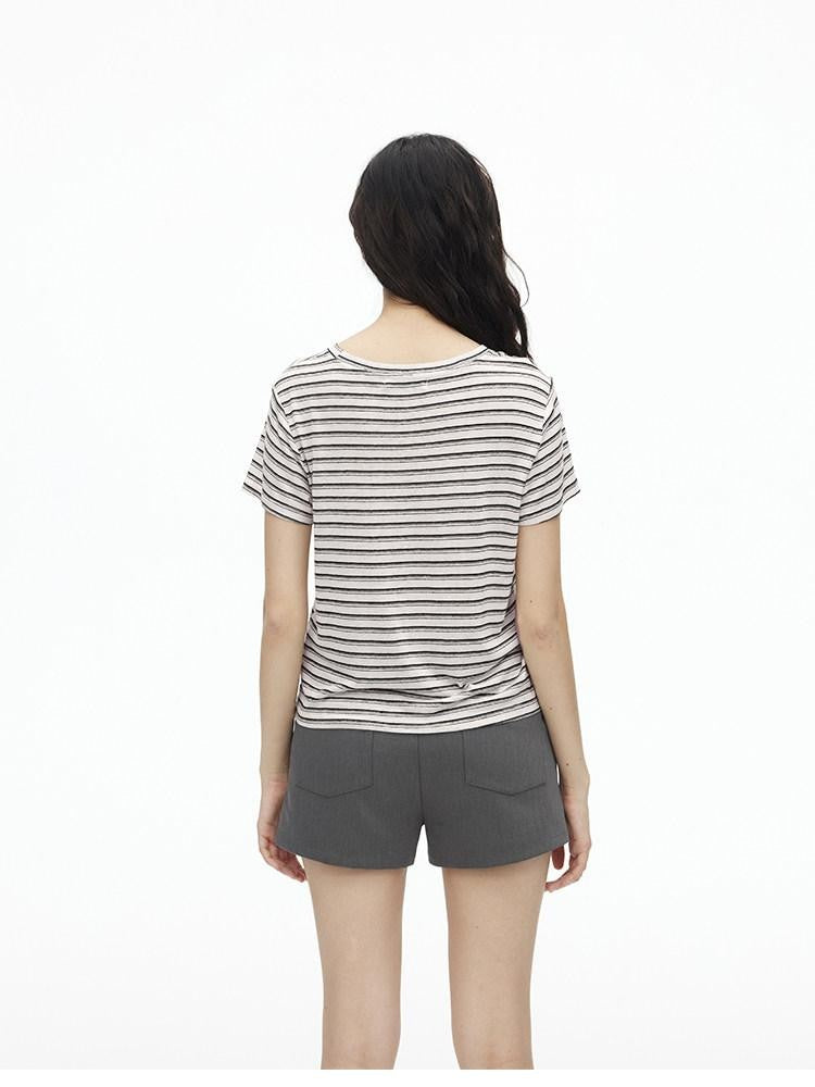 AFTADAWN Textured Striped Print Loose Fit Women&