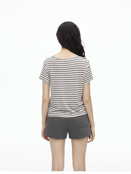 AFTADAWN Textured Striped Print Loose Fit Women&