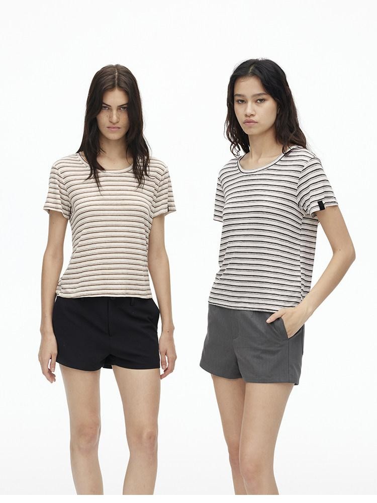 AFTADAWN Textured Striped Print Loose Fit Women&