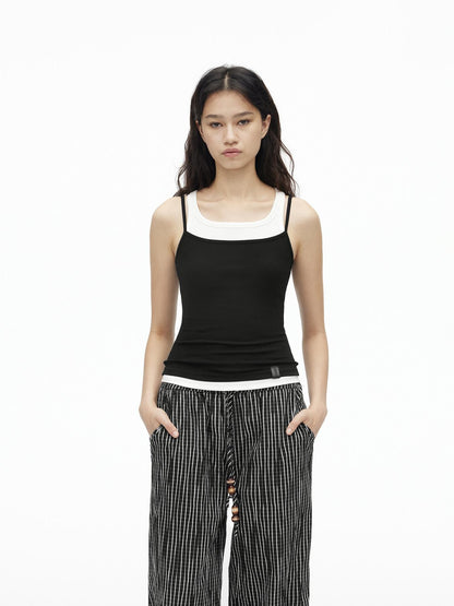 AFTADAWN Three Color Colorblock Layered Two Piece Women&