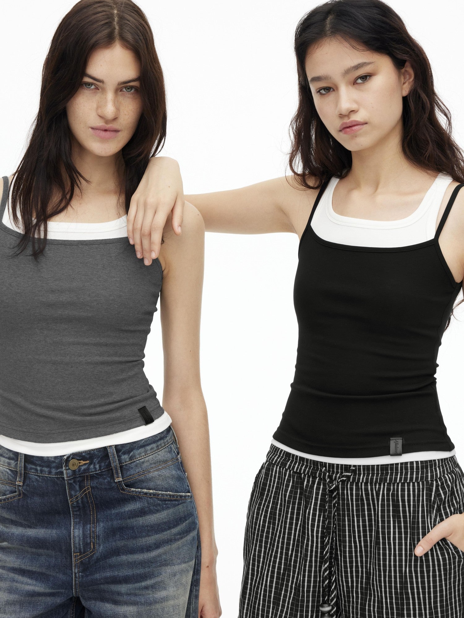 AFTADAWN Three Color Colorblock Layered Two Piece Women&