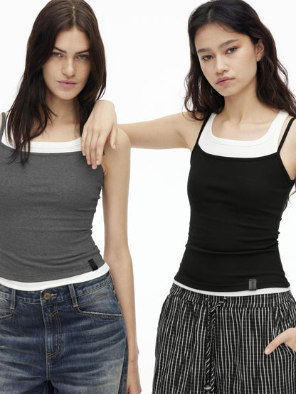 AFTADAWN Three Color Colorblock Layered Two Piece Women&