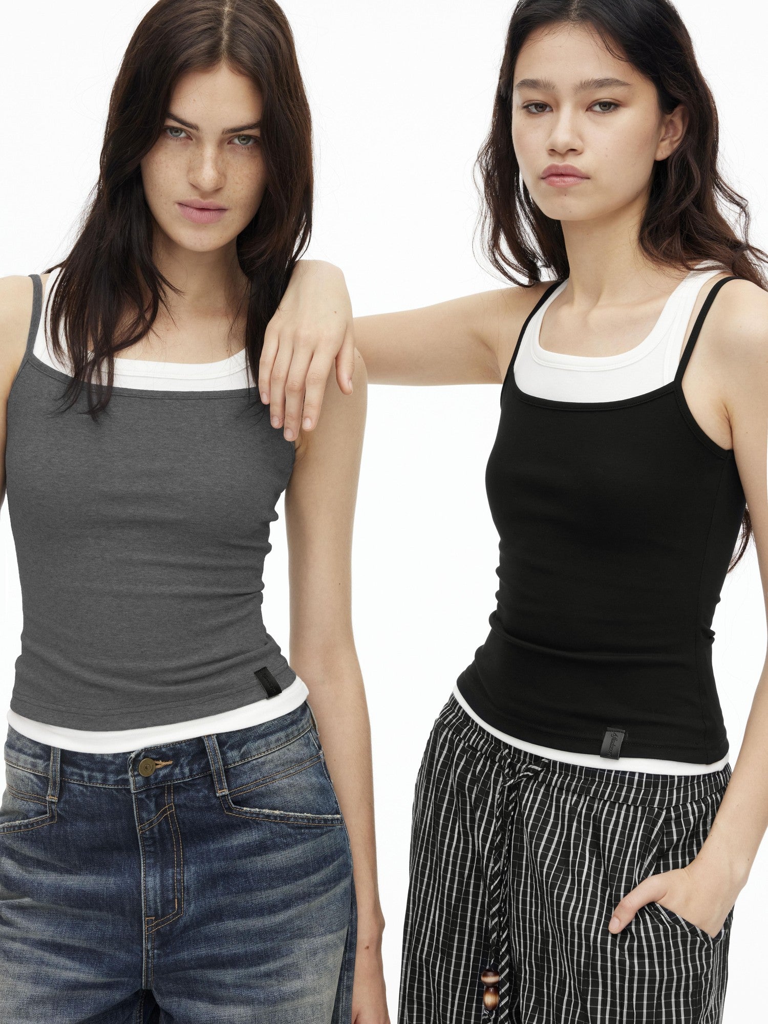 AFTADAWN Three Color Colorblock Layered Two Piece Women&