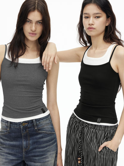 AFTADAWN Three Color Colorblock Layered Two Piece Women&