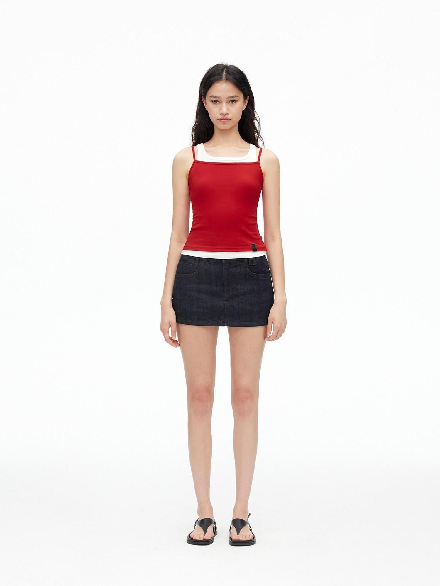 AFTADAWN Three Color Colorblock Layered Two Piece Women&