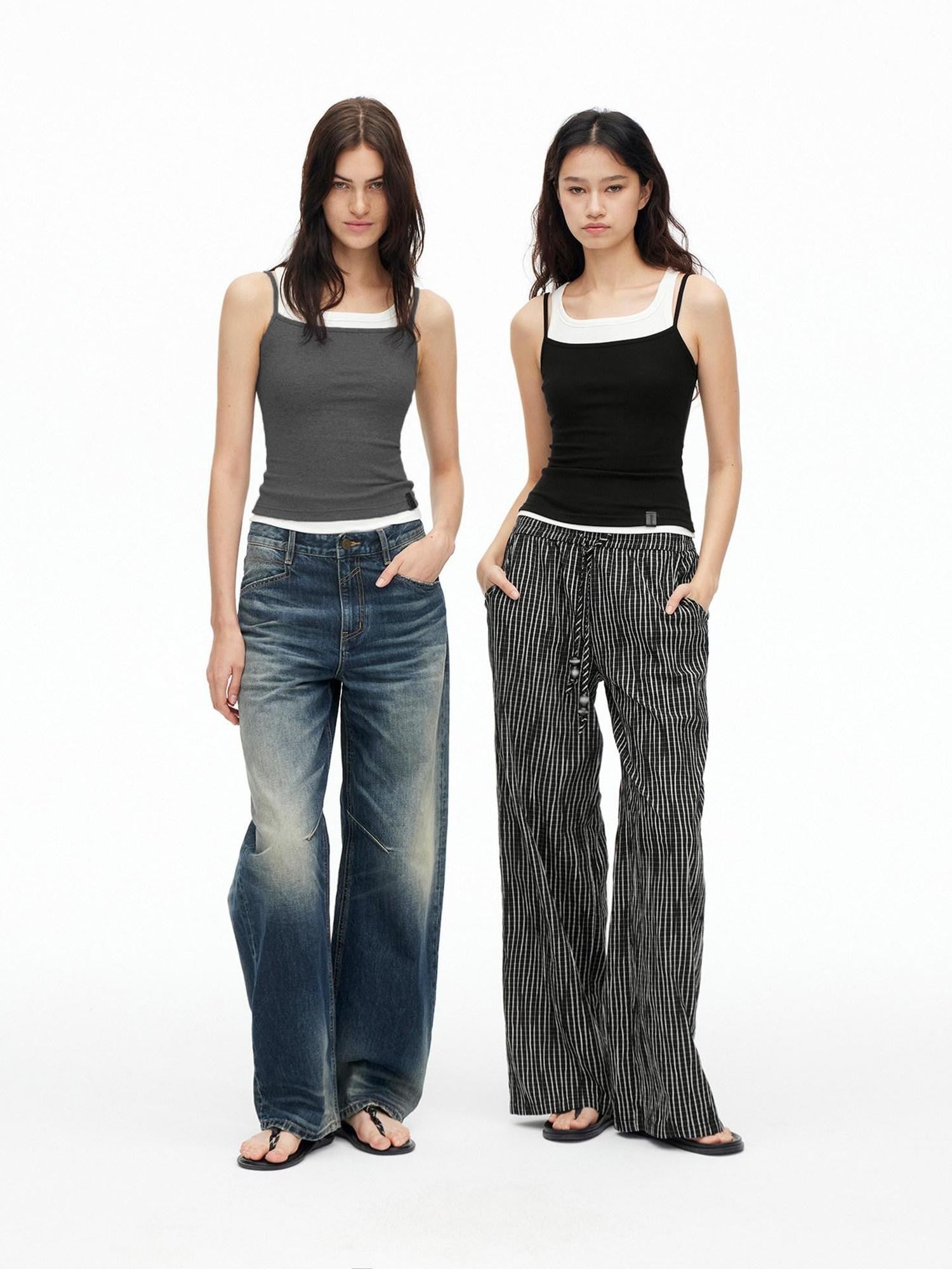 AFTADAWN Three Color Colorblock Layered Two Piece Women&